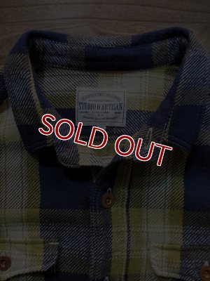 画像3: STUDIO D'ARTISAN INDIGO CHECK WORK SHIRT 5538 (YELLOW)