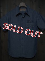 THE REAL McCOY'S NAVY CHAMBRAY SHIRT S/S MS11004