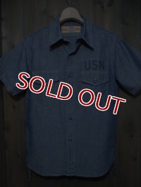 THE REAL McCOY'S NAVY CHAMBRAY SHIRT S/S MS11004