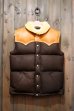 画像1: JOE McCOY MOUTON COLLAR LEATHER DOWN VEST MJ16153 (1)