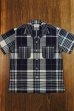 画像1: JOE McCOY INDIGO CHECK OPEN COLLAR SHIRT MS19010 (1)