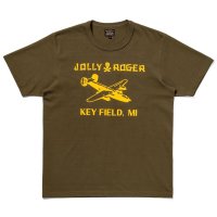 THE REAL McCOY'S MILITARY TEE / JOLLY ROGER, KEY FIELD MC25003 OLIVE