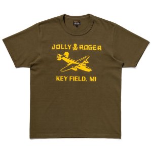 画像1: THE REAL McCOY'S MILITARY TEE / JOLLY ROGER, KEY FIELD MC25003 OLIVE