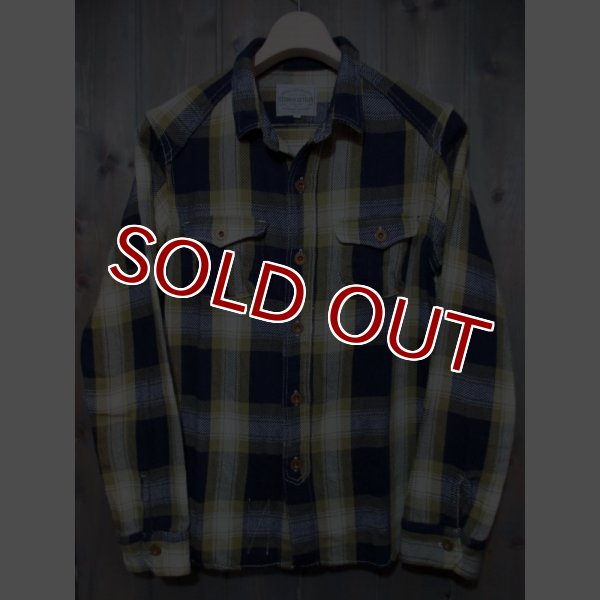 画像1: STUDIO D'ARTISAN INDIGO CHECK WORK SHIRT 5538 (YELLOW) (1)