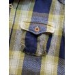 画像4: STUDIO D'ARTISAN INDIGO CHECK WORK SHIRT 5538 (YELLOW) (4)