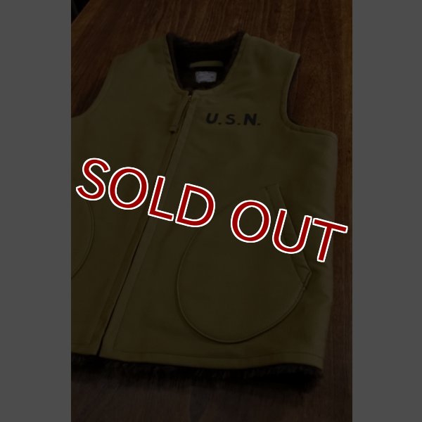 071◆THE REAL McCOY'S ALPACA VEST MJ19105 The Real McCoy's Vest, Alpaca, Pile-Lined - Khaki – Standard