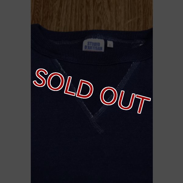 画像3: STUDIO D'ARTISAN 先染めインディゴ 吊り編み トレーナー  (3)