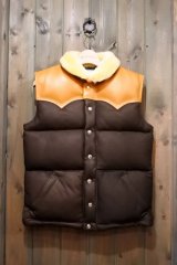 画像: JOE McCOY MOUTON COLLAR LEATHER DOWN VEST MJ16153